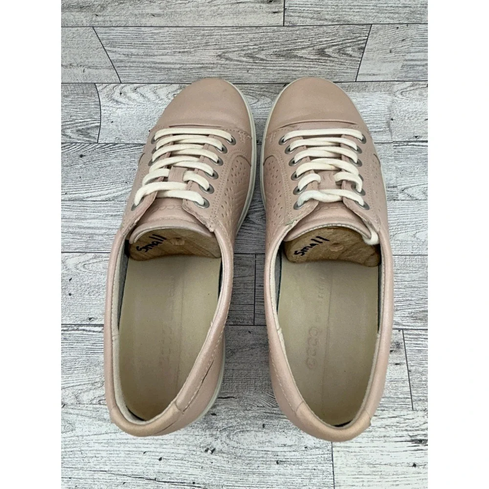 ECCO Soft 7 Perforated Leather‎ Lace Up Sneakers Rose Pink EU 39 US 8